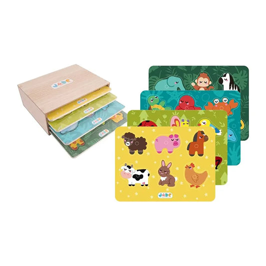 Coffret 4 Puzzles Animaux à picots - 18m+